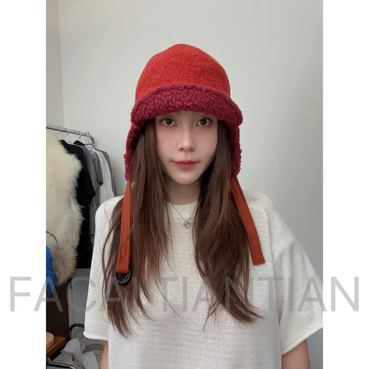 李兰迪同款日本ca4l羊毛保暖飞行护耳帽情侣冬保暖显脸小雷锋帽