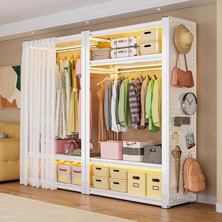 开放式出租房衣架卧室收纳柜子简易组装客厅落地置物架衣帽架衣柜