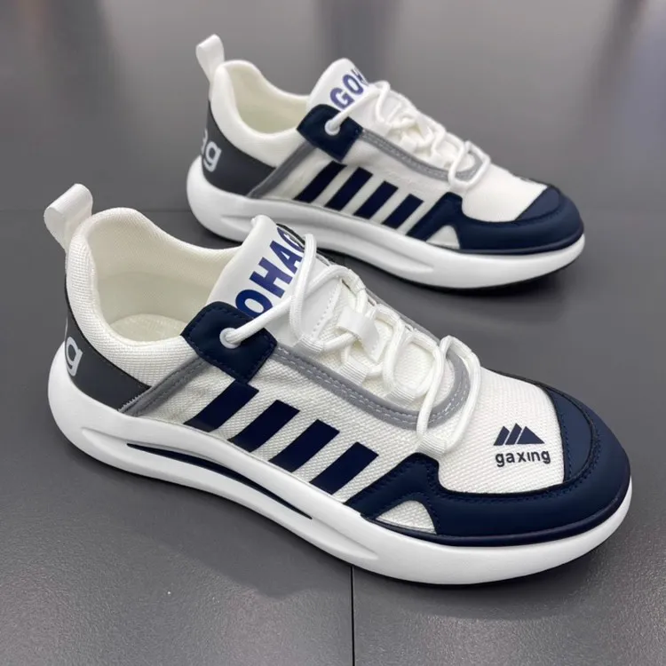 秋季男鞋新款欧洲站潮流百搭休闲鞋四道杠软底运动鞋小白鞋子男士