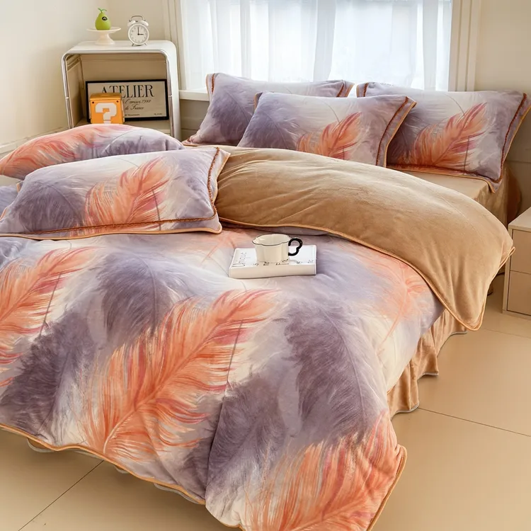 本诗朵牛奶绒双面绒四件套家用双人床品印花床单床上用品