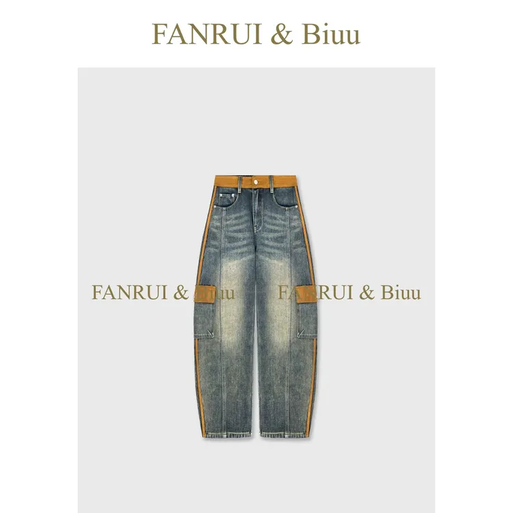 FANRUI/泛芮 「街酷丹宁」银狐绒复古显瘦百搭加厚弯刀牛仔裤B19810