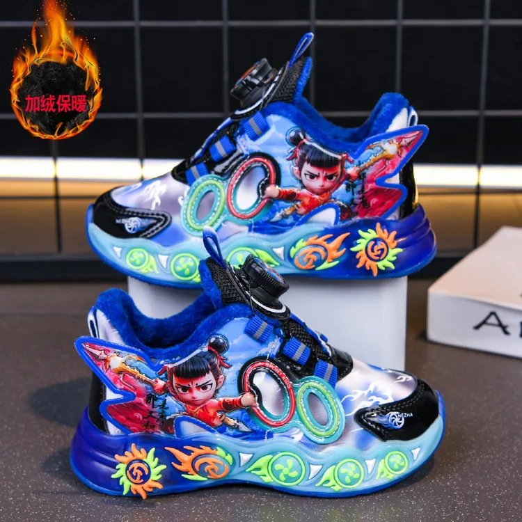 爆款男童运动鞋2025秋冬新款儿童加绒保暖鞋中小童防水皮面跑步鞋