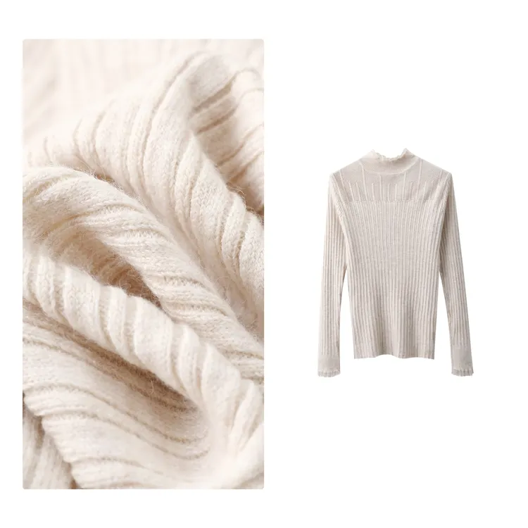 门店21&9！瘦瘦打底衫」钢琴提花拼接显瘦修身女式针织衫 H00904