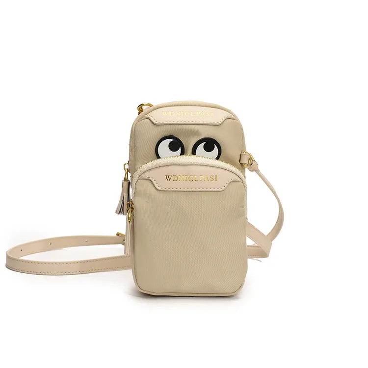 夏季潮流尼龙布手机小包包2025品牌正品休闲男女卡通拉链斜挎包