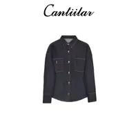 CANTIILAR  设计师款黑金单宁复古牛仔宽松版外套 QD5-38 