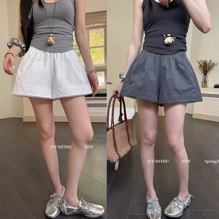 夏季短裤阔腿短裤阔腿宽松女装休闲裤纯色