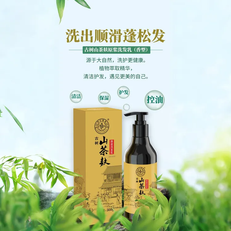 茶氏家族古树山生姜茶麸原浆洗发乳，清洁补水洗发水蓬松控油萃取