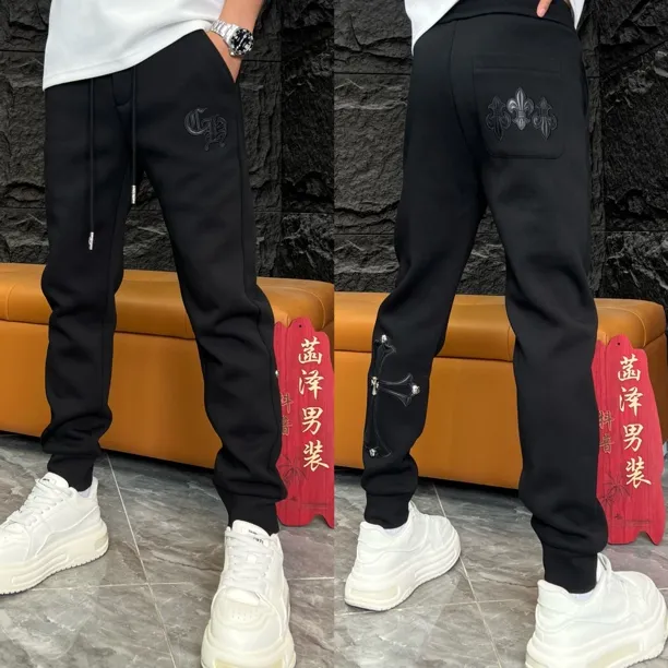男士休闲裤J24858时尚秋款卫裤男士长裤欧货新款针织面料裤子
