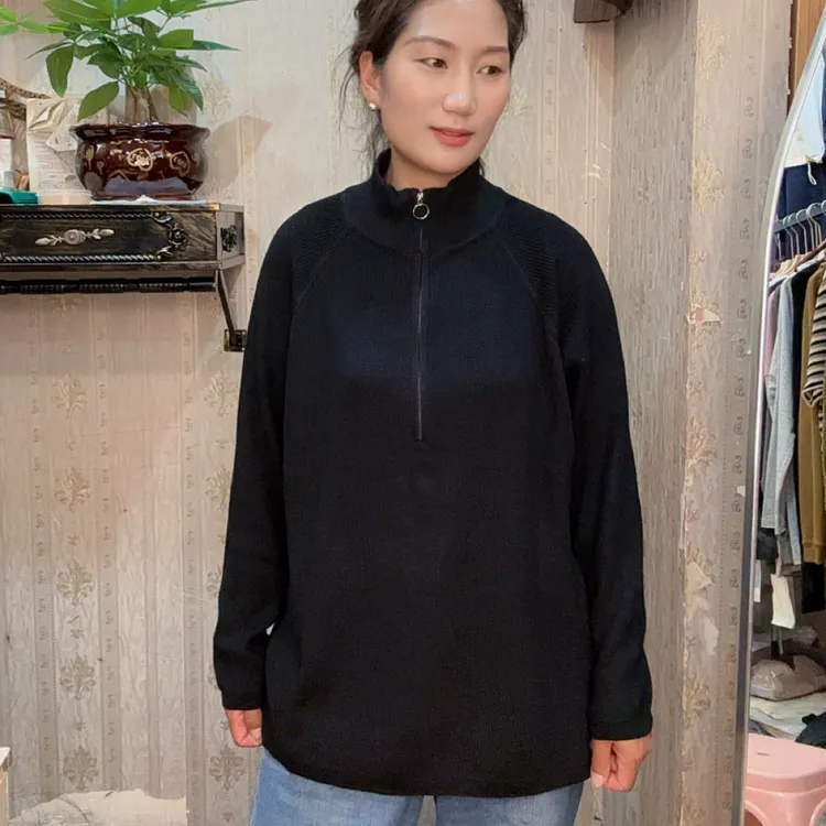 秋季款半拉链休闲宽松针织毛衣外套百搭