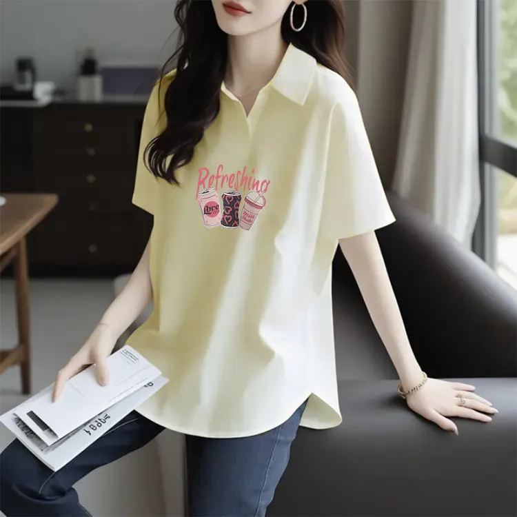 大码女装polo衫新款短袖显瘦遮肚子韩版休闲减龄洋气微胖女生上衣