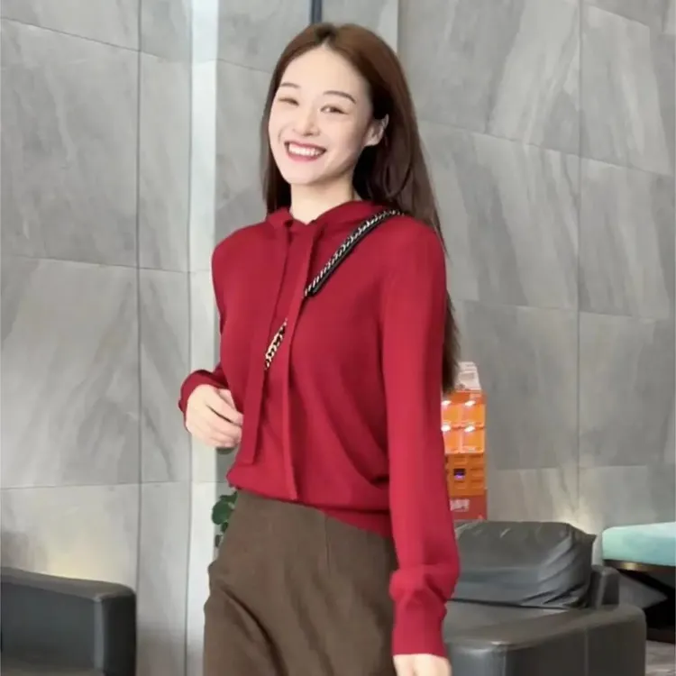 GIRDEAR/哥弟早春新款气质显瘦薄款休闲羊毛韩版女秋冬显瘦卫衣