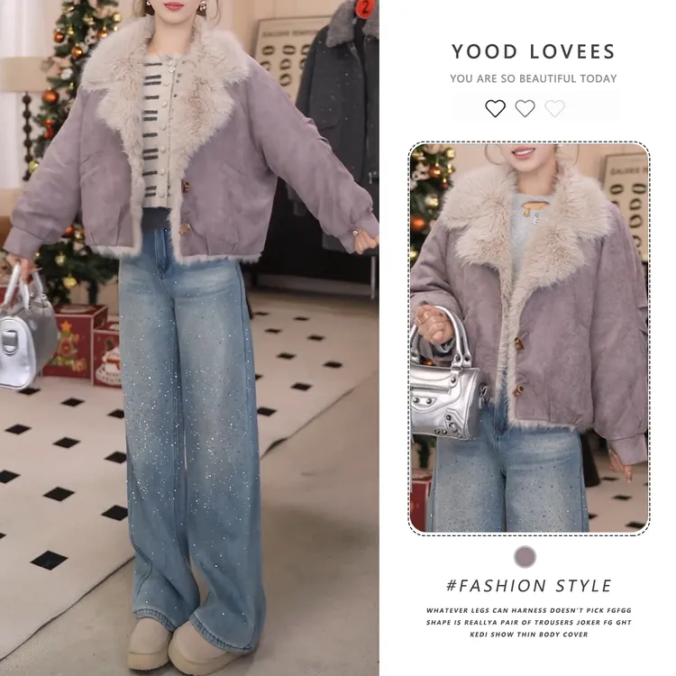 慵懒风加绒加厚保暖短外套2025秋冬款高级感松弛版型日常温柔穿搭