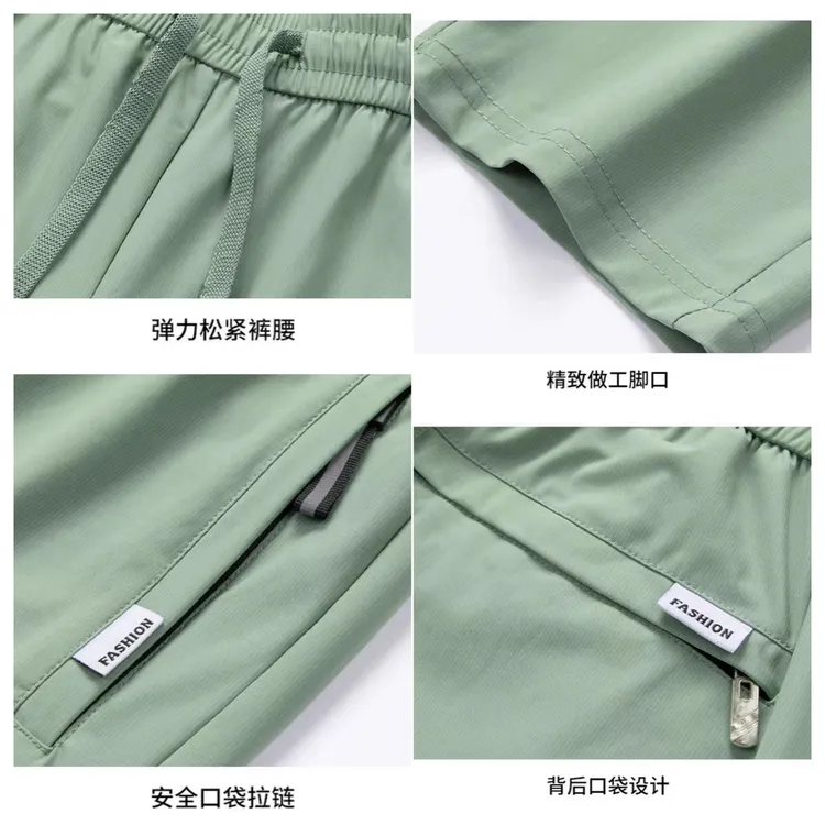 高级感冰丝套装男士夏季休闲运动加大码短袖长裤两件套