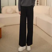 枫竺阿楠anan中高腰压褶休闲直筒醋酸西裤女秋季简约百搭松弛长裤