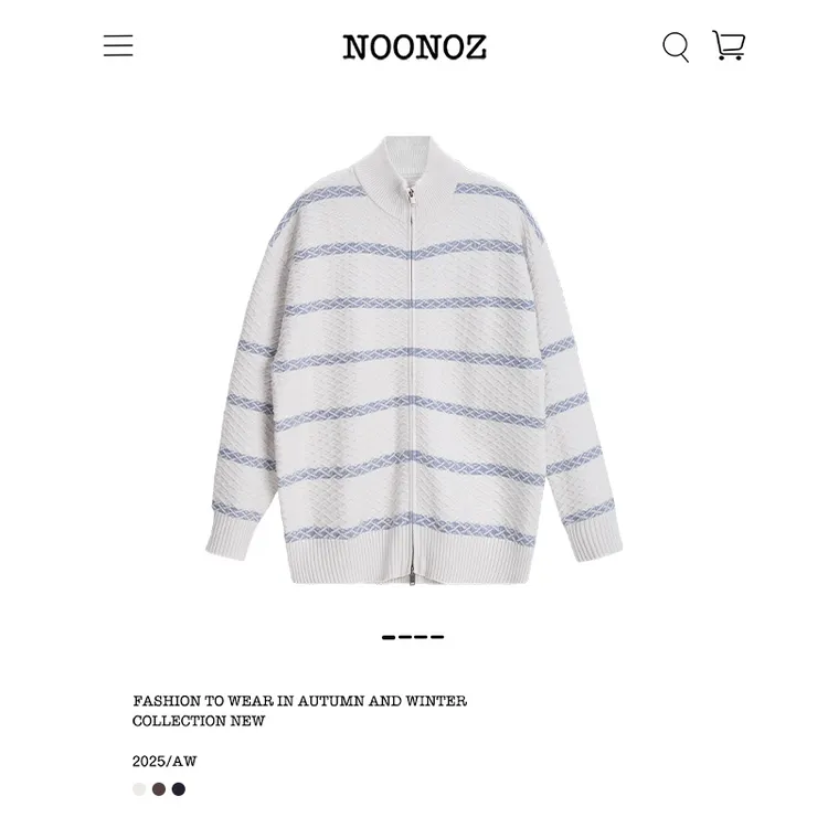 NOONOZ流光风菱格条纹开衫毛衣男潮牌中性风穿搭高级感针织衫外套