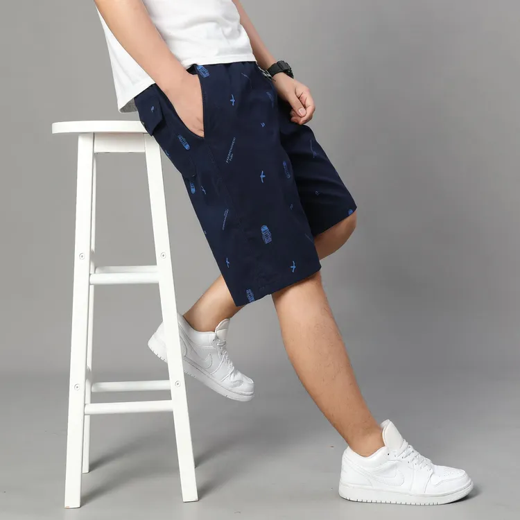 纯棉短裤男夏季宽松五分裤中年爸爸装休闲运动中裤居家花裤子