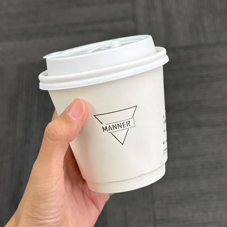 双层加厚中空纸杯一次性咖啡杯防烫奶茶杯热饮杯带盖打包商用定制