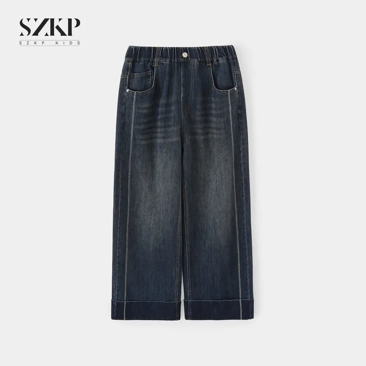 SZKP秋季新款女童装潮款裤子中大童休闲儿童直筒牛仔裤JMKQ553169