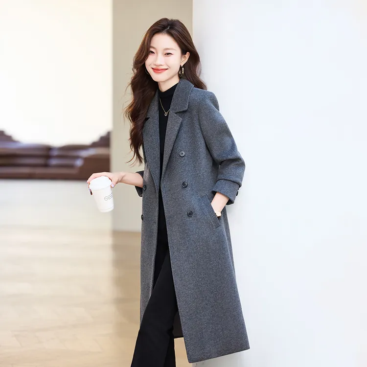 灰色羊绒毛呢大衣女秋冬高级感2025新款气质高端风衣外套中长款