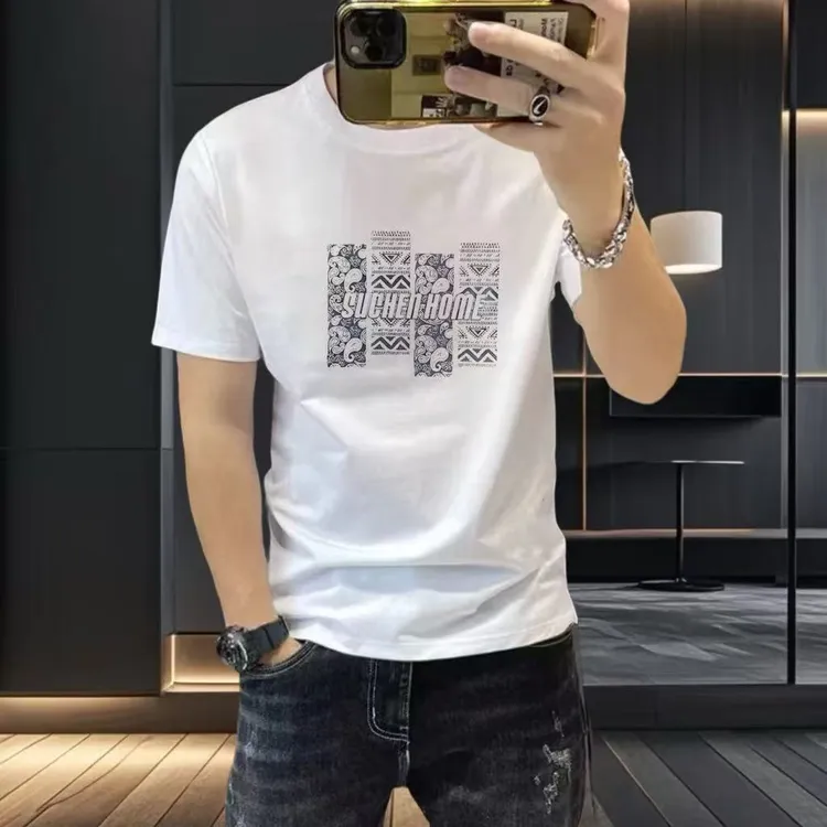 夏季新款男士短袖T恤韩版潮流时尚百搭爆款休闲圆领个性半袖上衣