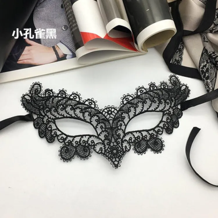 蕾丝面具女舞会半脸公主派对直播眼罩黑色镂空假面化妆面罩