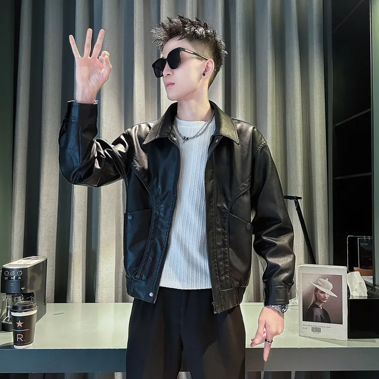 男士高端皮衣2025秋冬新款潮牌爆款男装皮夹克痞帅百搭休闲外套男