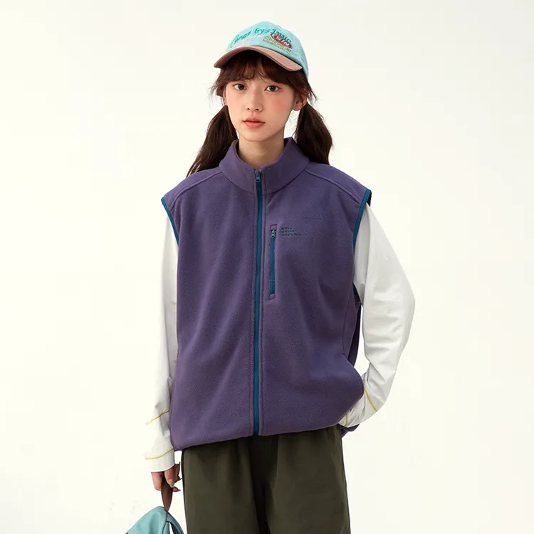 S1N初中生双面摇粒绒马甲女秋冬保暖山系宽松拉链外套B25CM0173G