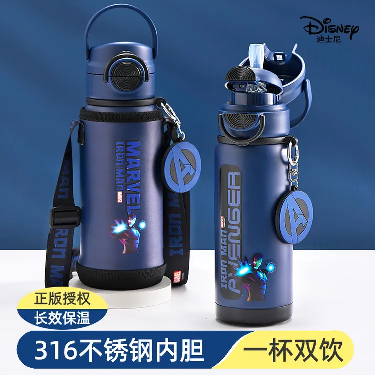 迪士尼儿童保温杯316不锈钢男孩小学生上学专用便携双饮水杯防摔