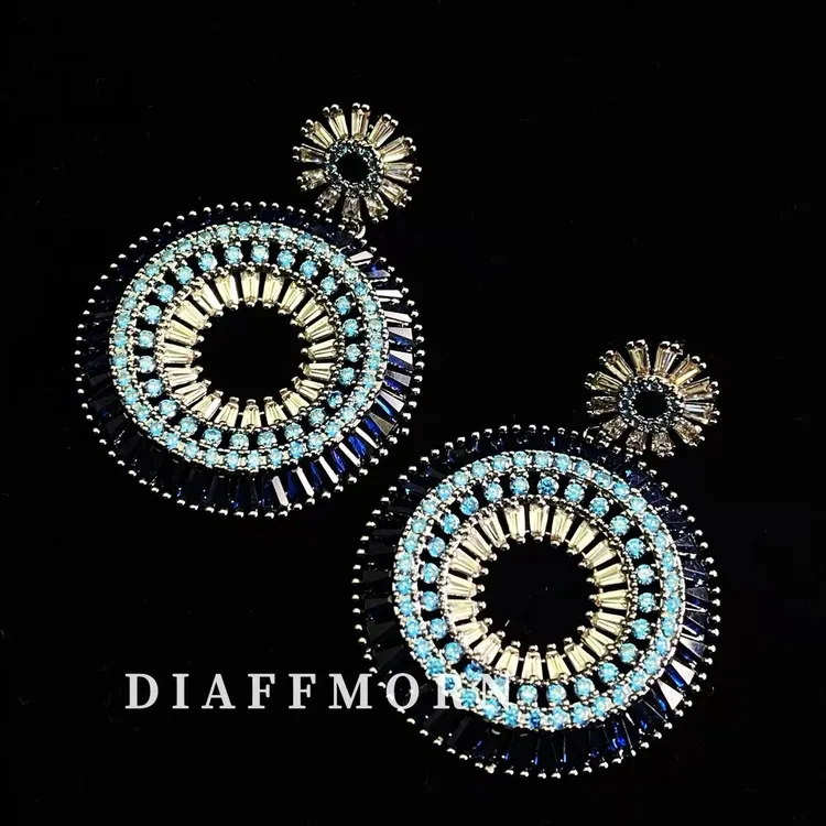 铜合金锆石耳饰 铜合金锆石耳饰 YM《重工圆满》轻奢时尚百搭耳环