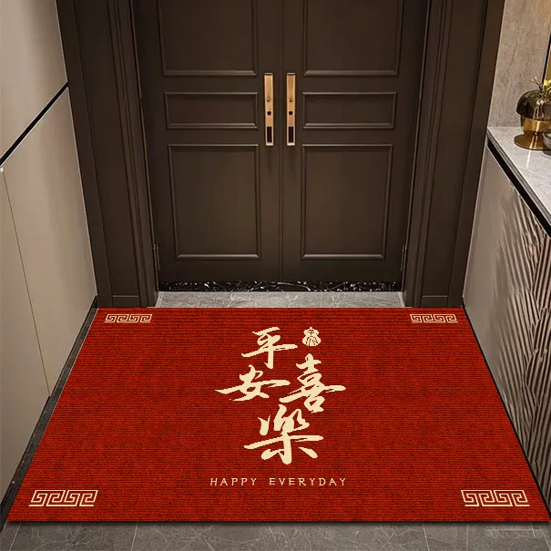 硅藻泥红色喜庆防滑入户大门地垫玄关地垫门厅脚垫地垫吸水裁剪