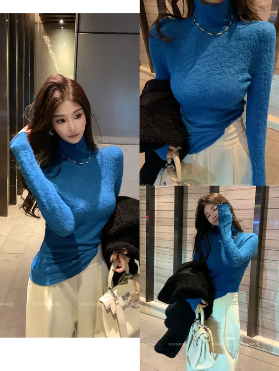 利达 NEW DADADA 网红修身显瘦长袖简约高级百搭针织上衣CUZ3109