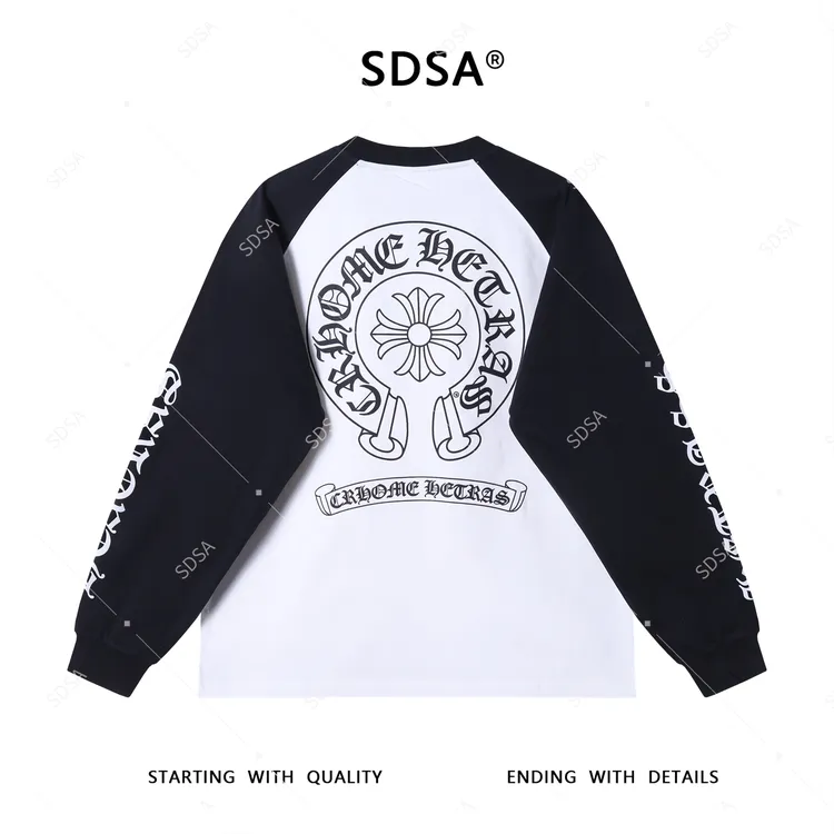 SDSA秋季新款男士痞帅简约撞色十字印花设计圆领卫衣宽松套头百搭