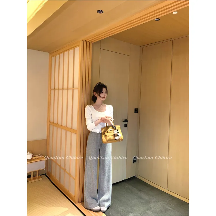 「王心凌同款」秋季时尚百搭小众潮流洋气设计感休闲裤QXX5XXK6287A