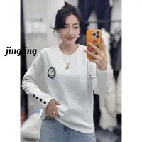 冬季新款休闲百搭小扣笑脸刺绣T恤(30437)