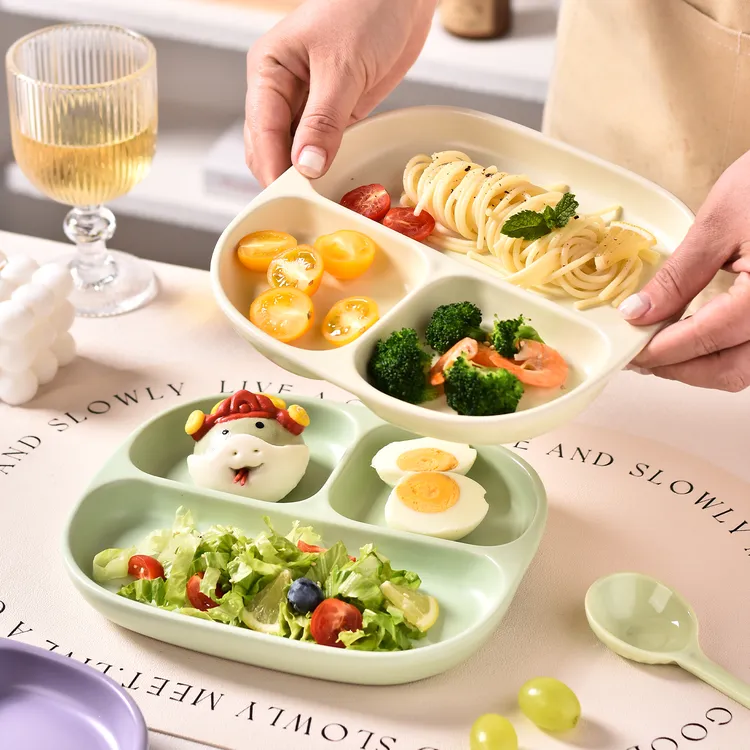 211陶瓷三格分格盘大人减脂减肥专用一人食家用定量高颜值分餐盘