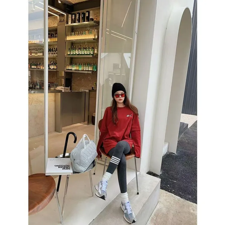 网红同款四条杠打底裤