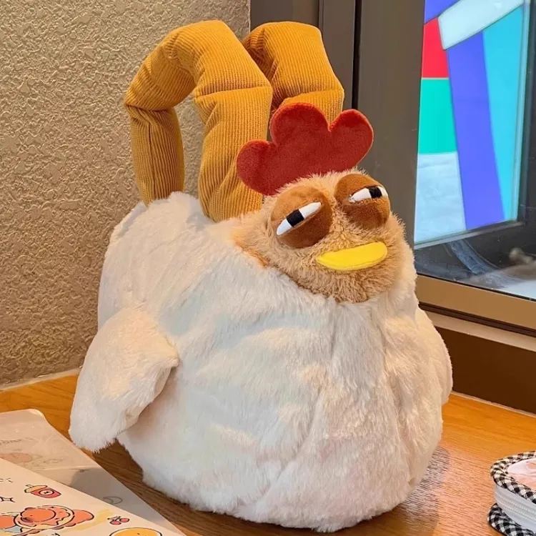 三福疗愈毛绒鸡包鬼迷日眼丑鸡包咯咯鸡包玩偶公仔手提包三福小包