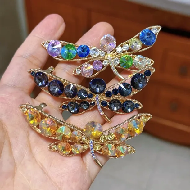 新款韩系时尚百搭琉璃水钻蝴蝶发夹夹子气质发卡精致盘发神器发饰