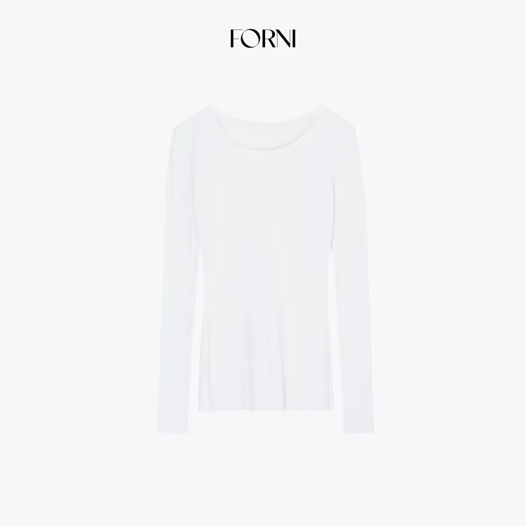FORNI 肯豆Tee 春季百搭短款打底衫100纯棉纯色修身长袖打底T恤女