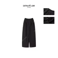 CatalpaLew「美得觉醒」墟生美学羊毛自然褶皱垂坠感萝卜裤#C53307