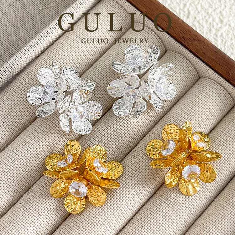 铜合金耳饰 【星空花朵】ins风金属花朵显脸小耳钉小众轻奢百搭耳饰