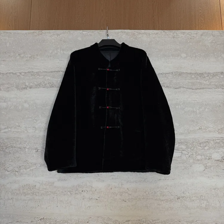 TANTAN 中式盘扣短款冬季羊皮毛一体外套4325