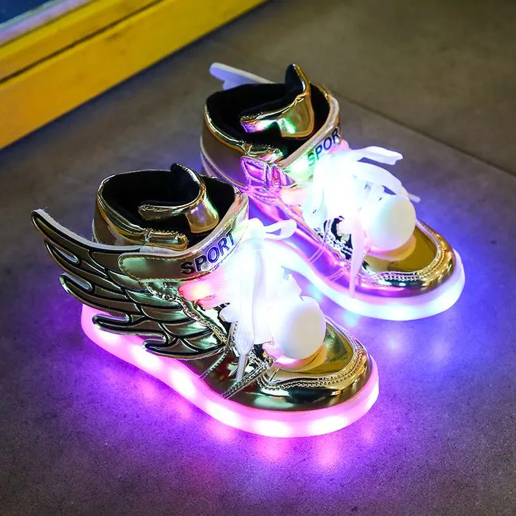 范哲萨男童切尔西亮灯秋冬高帮童鞋女童休闲鞋儿童充电发光鞋运动