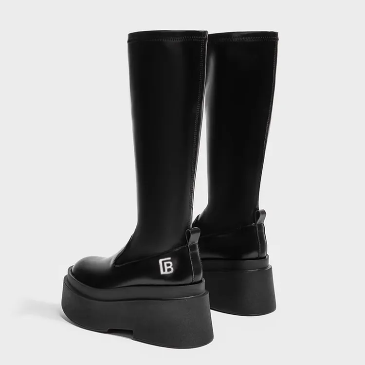 靴子女长筒靴2025秋冬新款厚底增高大筒围显瘦高筒骑士辣妹长靴子