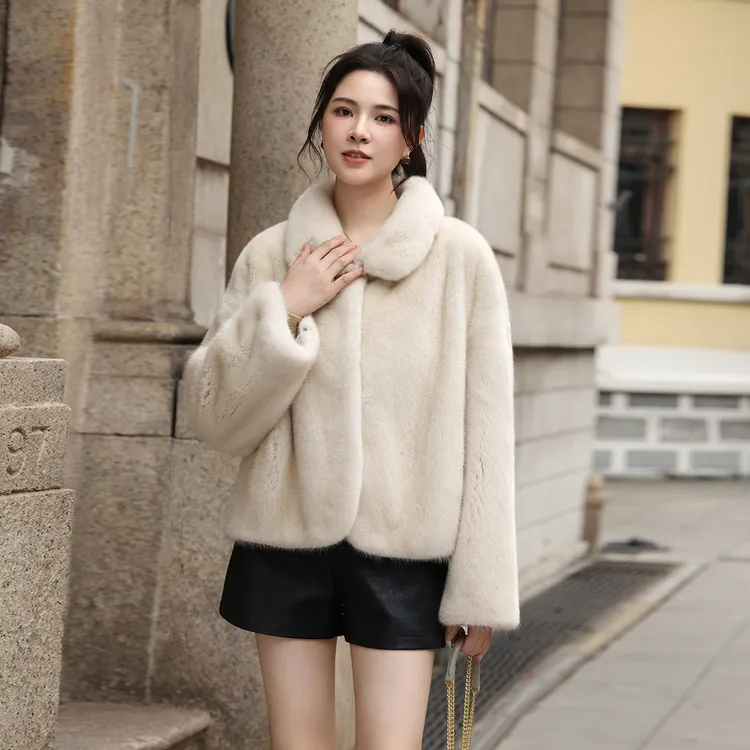 2025新款整貂短款立翻领进口天鹅绒貂皮大衣女水貂皮草裘皮外套冬
