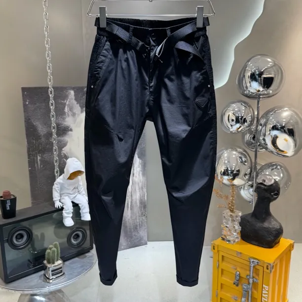 早秋薄款小脚微锥抗褶皱修身弯刀工装裤男士百搭潮流休闲9分半