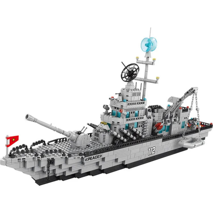 儿童玩具军事积木拼装迷你112益智力航空母舰男孩子