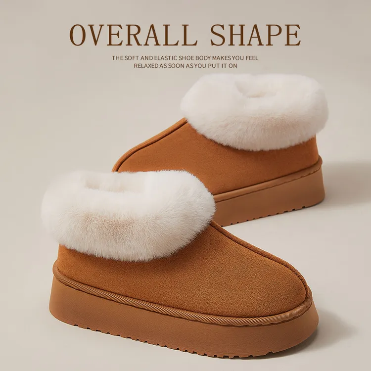 蚂蚁之恋情侣冬季室内家居家毛绒保暖外穿防滑雪地靴棉拖鞋ins