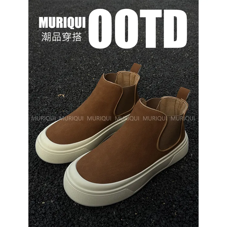 MURIQUI Normcore冬季百搭厚底增高极简风一脚蹬休闲高帮板鞋男