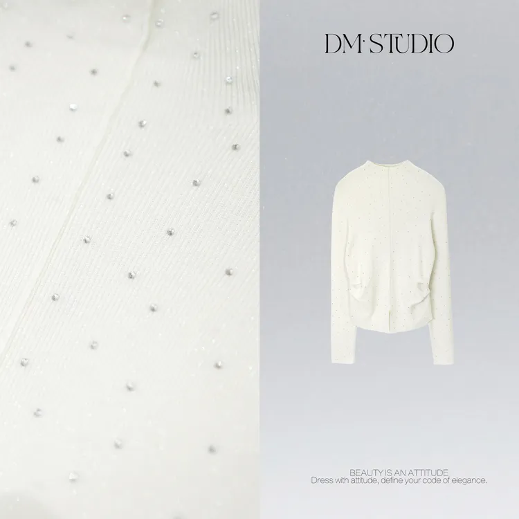 DEDM•STUDIO/修身精致感烫钻高领针织衫打底2510ZZS/80525MT307